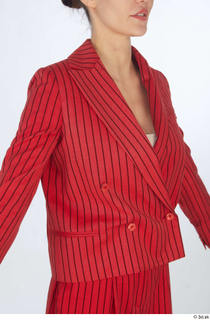 Cynthia dressed formal red striped jacket red striped suit upper…